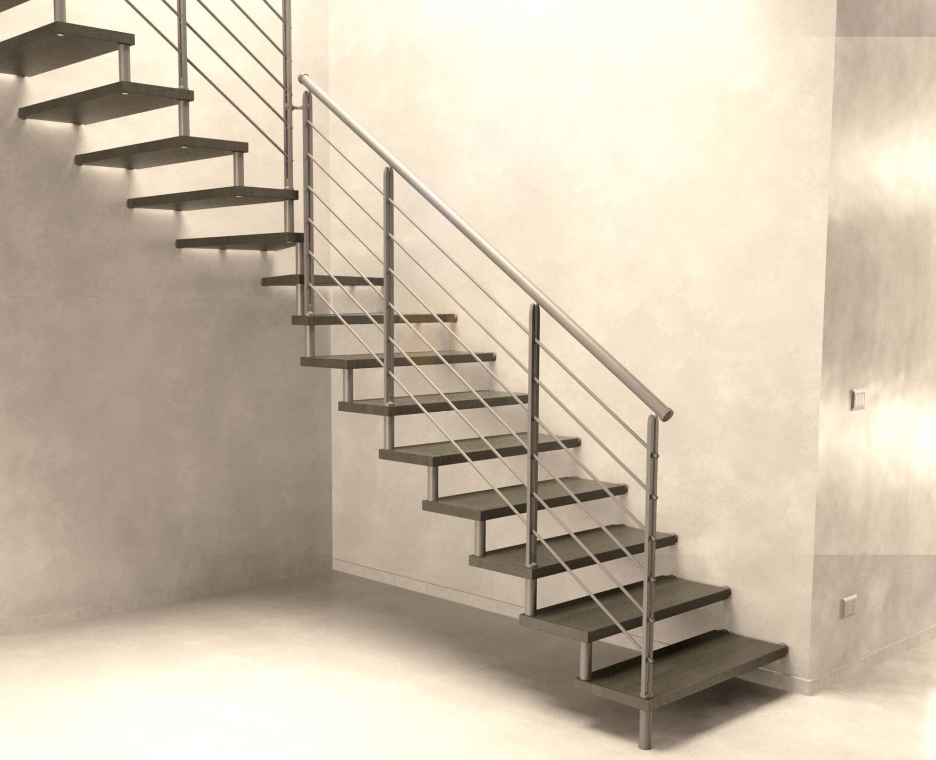 escalera volada con barandilla metalica barandilux
