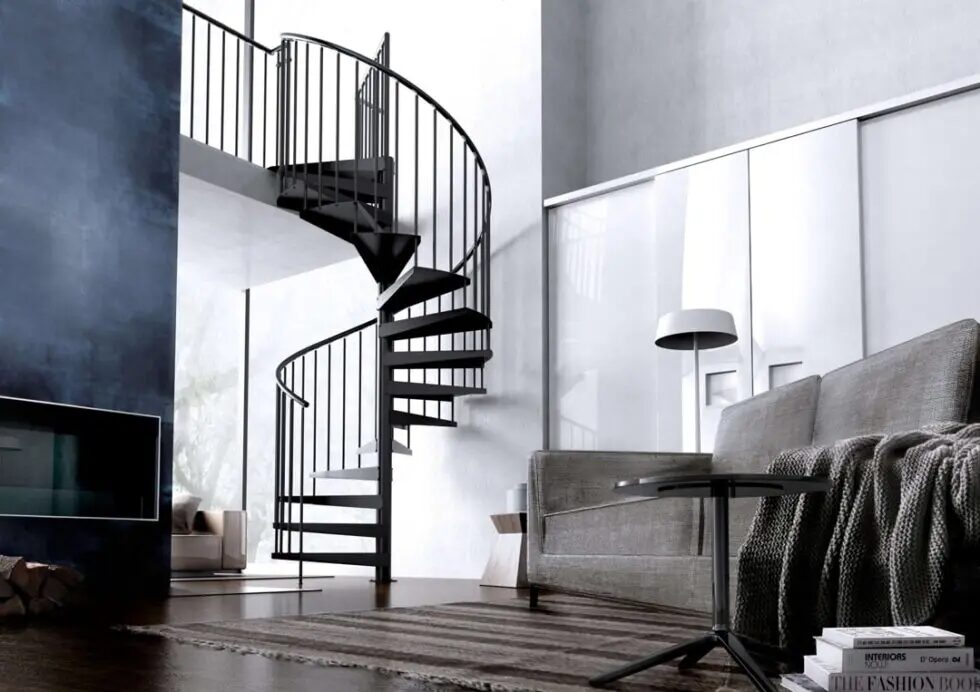 Escalera de caracol peldaños de metal Barcelona Barandilux