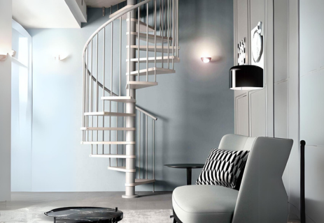 Escalera de caracol redonda con peldaños de madera RF20-R2, Rfserveis