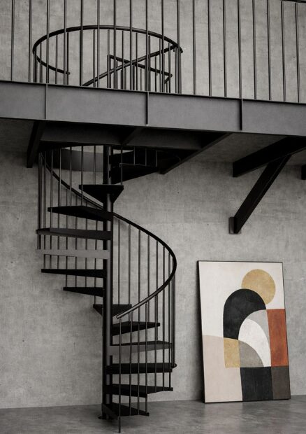 Escalera de caracol metal pintada barandilux